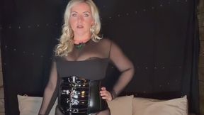 Allure Slim Cigarette Seduction – Blonde in Sheer Catsuit, PVC Corset & Thigh-High Boots | French Inhales & Body Caresses