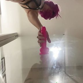 50+ in the Bathroom with her toys