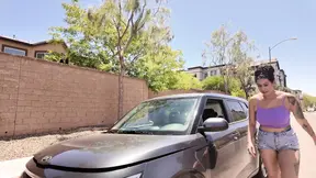Two sexy hitchhikers get a helping hand from a tattooed stranger
