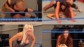 Blonde v brunette (foot chokes, bear hugs, slams and carry’s)