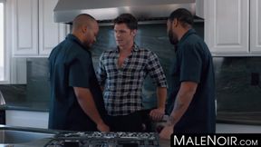 MaleNoir.com - Rich white bottom double penetrated by two black hunky plumbers BBCs