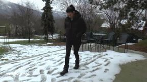 Click for preview Mistress Natasa really likes winter, but it gets cold and she sit on the slave's warm face