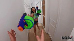 Aubree Valentine plays NERF with her boyfriend