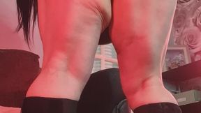 BBW MILF STRIPTEASE WEARING LEATHER BODYSUIT BARE LEGS & BOOTS SHAKING THAT BIG ASS AND TALKING DIRTY