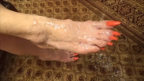 Extremely long red toenails with 6 inch sandals - full clip - (1280x720*mp4)