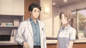 Long clinic hours lead to a surprising blowjob from his nurse