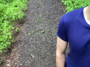 Horny guy cums in the rain