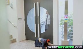 Little teen craves for a giant dick in her tight love tunnel