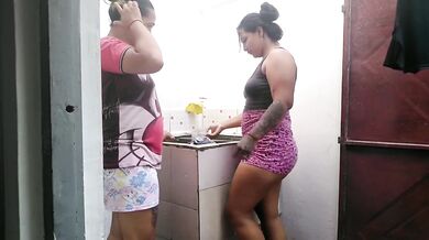 While I take off my sister's horniness sucking her pussy in the upstairs patio they watch us