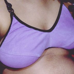 Sexy desi girl is masturbating, pressing her breasts and caressing her nipples, she is achieving orgasm