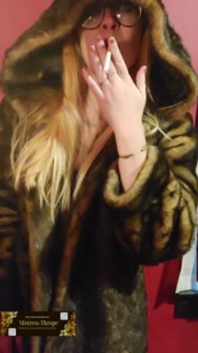 Petite Blonde Plays and Smokes in Furs fetish
