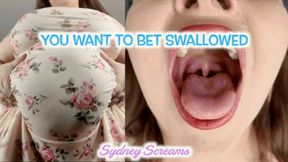 You Want to be Swallowed - POV Tiny Man Begs Nice BBW Giantess to be Vored - Sydney Screams - 720 WMV