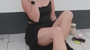 Barefeet smoking in a sexy outfit