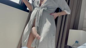 TS Yasmin Dornelles pees and strokes her massive cock to orgasm