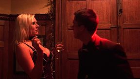 jodi james opens her mouth so michelle can jerk their stud off into it