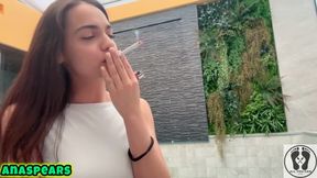 Hot Smoking Girl Brunette Goddess Smoking Cigarette Lipstick