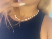 Caramel blonde tastes her treats