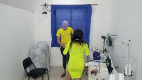 Busty seamstress has a homemade porn department at work