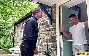 Twink shows his gratitude to old priest and ass fucked