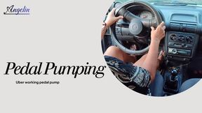 Mature woman works for Uber and pumps pedals with platform flip flops (1)