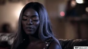 Ebony beauty rides white dude for justice