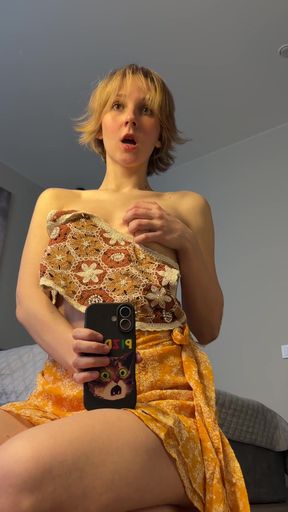 Cute blonde teen solo on OnlyFans shows off her tits and boobs