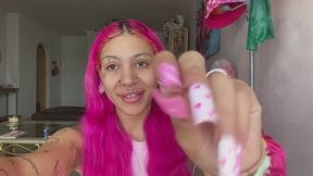 Long Nails Fetish Tapping ASMR Scratching Your Face Softly Nails Tap Clawing Nails POV Scratch You Tickling Your Face Teen Bimbo