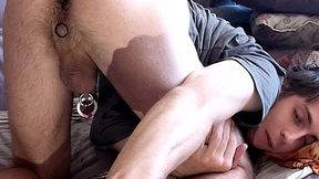 hardcore anal jerk off with a cute, hot, pierced twink who had an anal orgasm without touching his cuck.