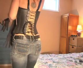 Jeans Domme 2 Corseted Domme Teaches You Cock Bondage