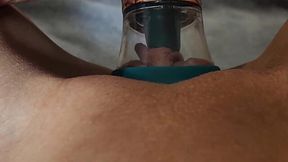 Clit-sucking toy is going to make her climax better than ever