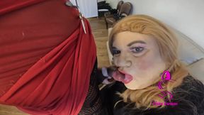 BBC Trans dominates fat CD Sissy Fiona Fortune Blowjobs Dildo Cum Swap