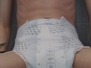 Peeing into my messy diaper