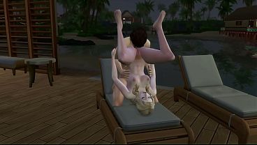 Casal se empolga em dia na praia. The Sims 4
