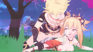 Yoimiya pummeled by Aether ( Genshin Influence )