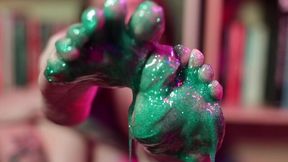 Sticky feet orgasm