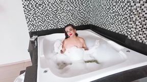 Trans girl soapy GUSHING bath masturbation big ass clenching
