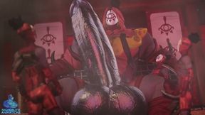 Blade Master throbbing cock grows in tight latex growing big