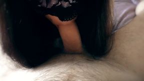 She learns to suck uncut cock without hands and taste cum in mouth
