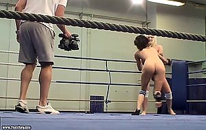 Liz and her lesbian friend enjoy in fighting
