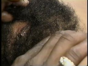 Unshaven black chick gets fucked in her hairy hole