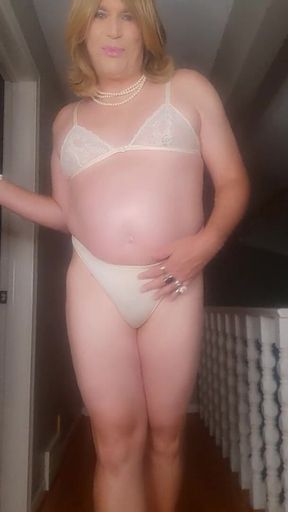 Modeling white panties for a fan!