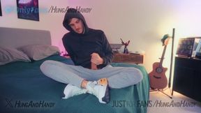 Masturbating my Uncut Giant Cock while Soiling my New Sneakers with Thick Cum