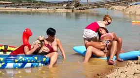 Fully Dressed Babes Enjoy Wild Lake Orgy with Various Sex Acts
