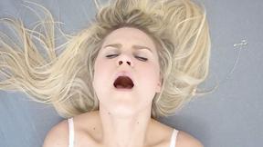 ”Timid Blonde Experiences a Wild Orgasm”