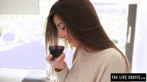 Classy & naughty Lorena B plays with her shaved beaver