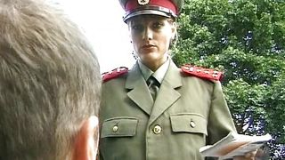 A hot German babe from a military needs cum inside her mouth