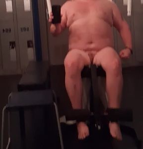 Fat Muscle Chub With Tiny Penis Doing Calf Extensions