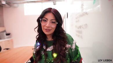 Almost got caught fucking my slutty work crush at the office Christmas Party - Cami Strella