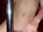 Naughty Blonde Riding Big Dildo In A Strip Club