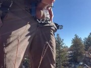 Young guy edges cock on hiking trail